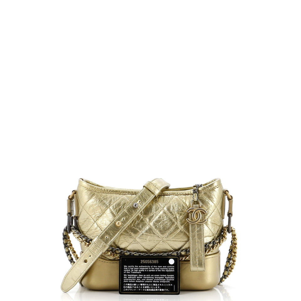 Gabrielle Hobo Quilted Metallic Aged Calfskin Small