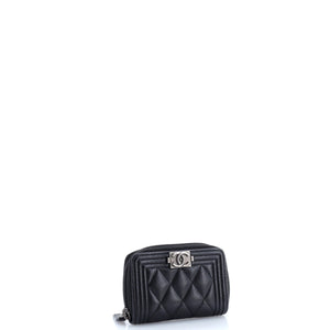 Boy Zip Coin Purse Quilted Caviar Small