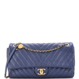 Medallion Charm Flap Bag Chevron Calfskin Jumbo
