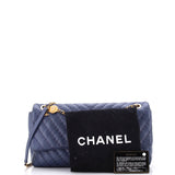 Medallion Charm Flap Bag Chevron Calfskin Jumbo