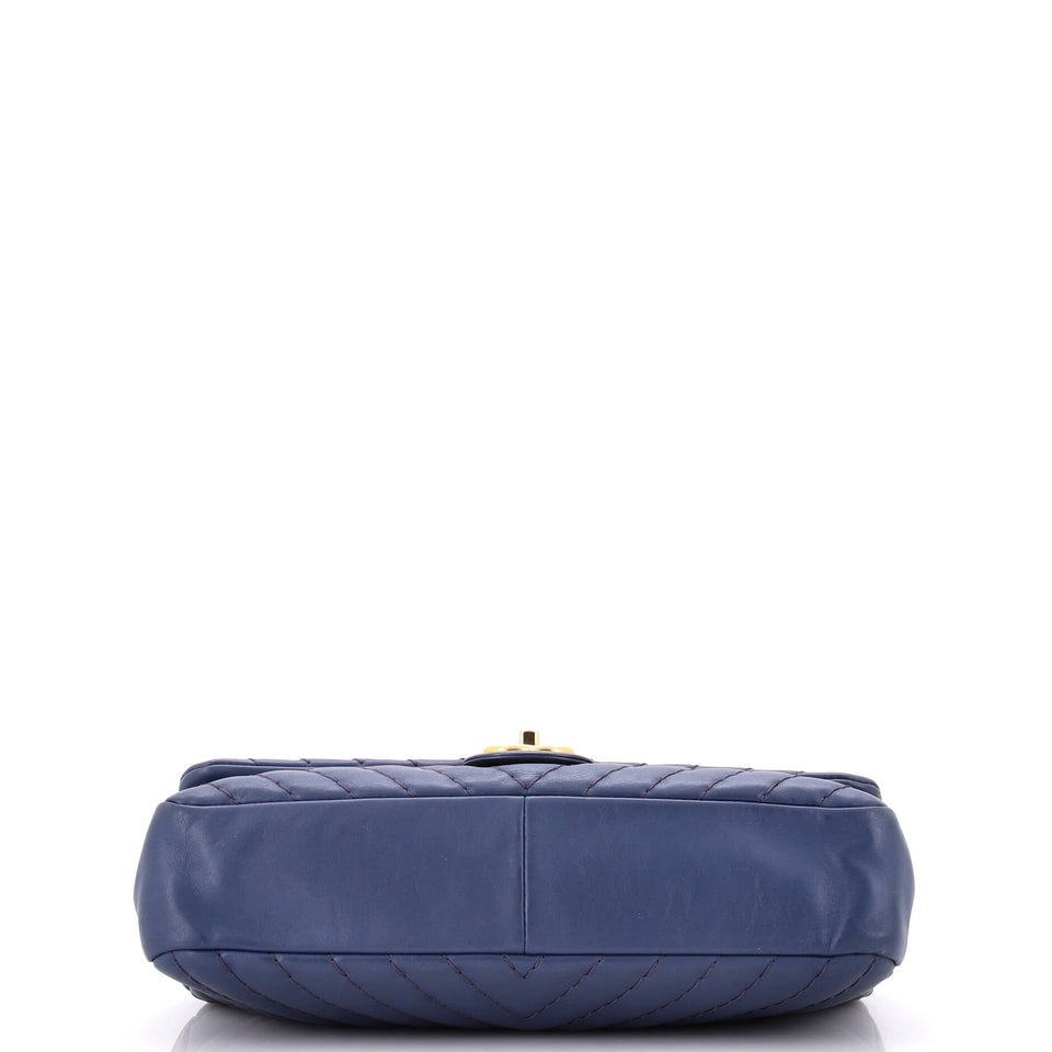 Medallion Charm Flap Bag Chevron Calfskin Jumbo