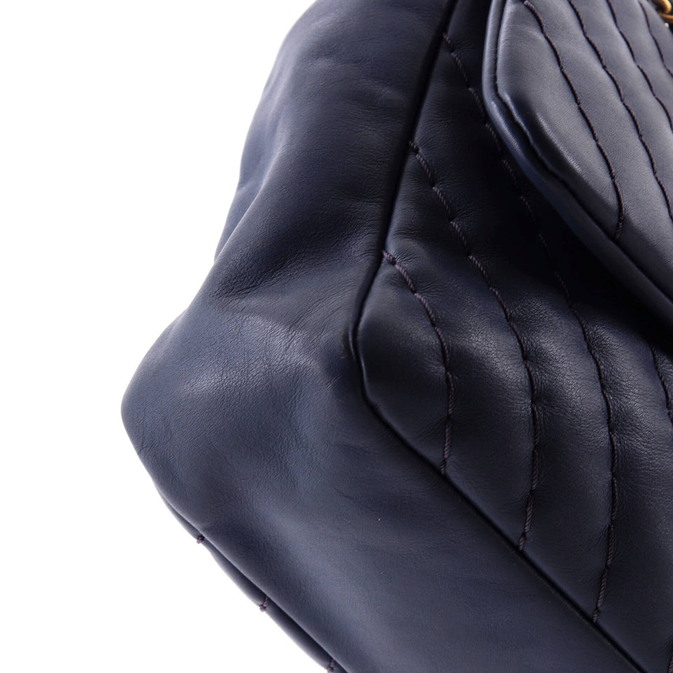 Medallion Charm Flap Bag Chevron Calfskin Jumbo