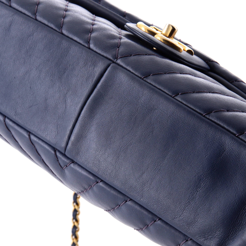 Medallion Charm Flap Bag Chevron Calfskin Jumbo