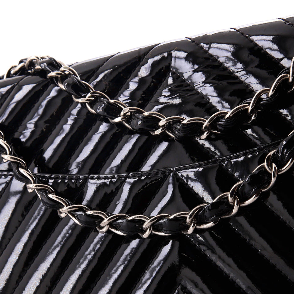 Classic Single Flap Bag Chevron Patent Maxi