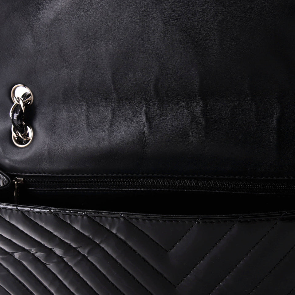 Classic Single Flap Bag Chevron Patent Maxi