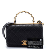 La Parisienne Chain Top Handle Flap Bag Quilted Lambskin Medium