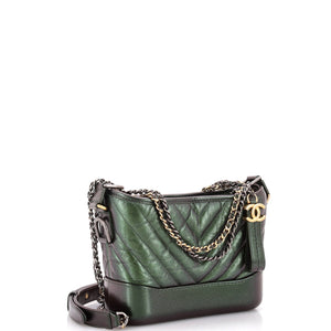 Gabrielle Hobo Chevron Metallic Aged Calfskin Small