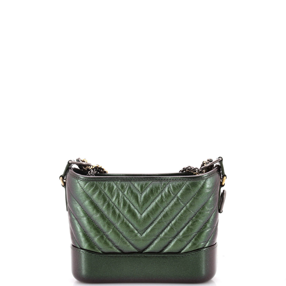Gabrielle Hobo Chevron Metallic Aged Calfskin Small