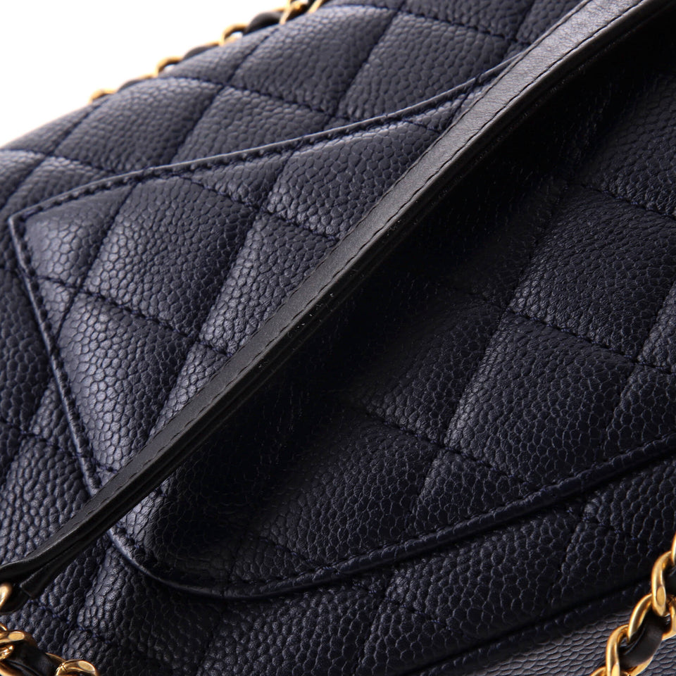 Filigree Flap Bag Quilted Caviar Small