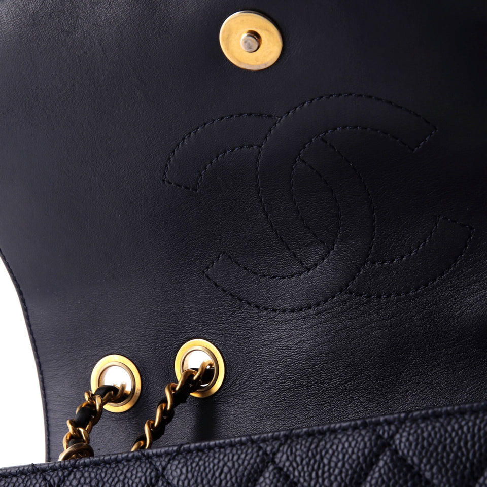 Filigree Flap Bag Quilted Caviar Small
