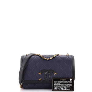 Filigree Flap Bag Quilted Caviar Small