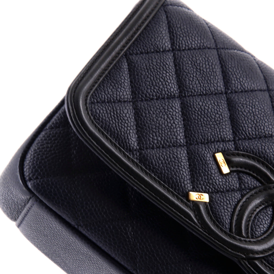 Filigree Flap Bag Quilted Caviar Small