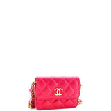 Twist Your Buttons Flap Coin Purse with Chain Quilted Shiny Caviar