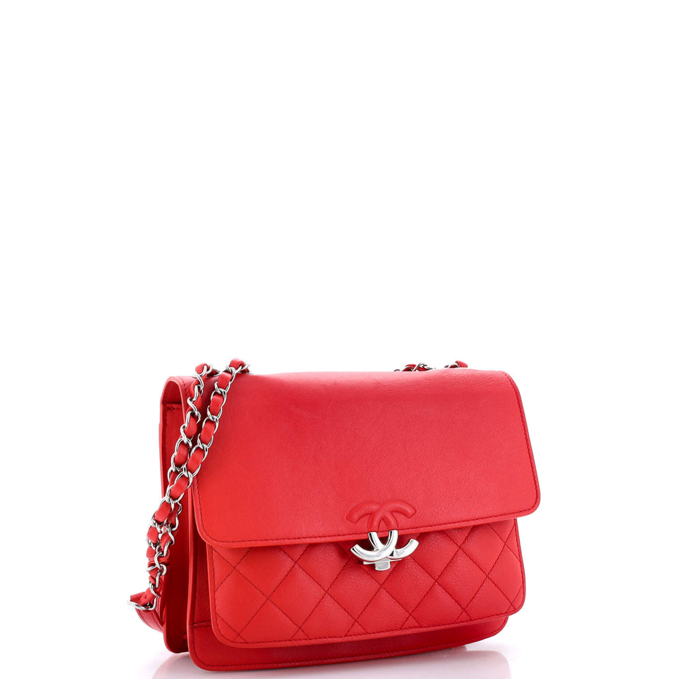 CC Box Flap Bag Quilted Calfskin Small