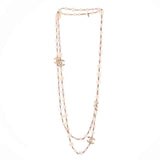 CC Coco Long Necklace Metal with Faux Pearl and Beads