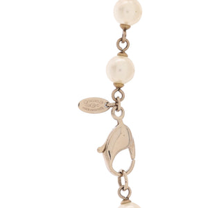 CC Coco Long Necklace Metal with Faux Pearl and Beads