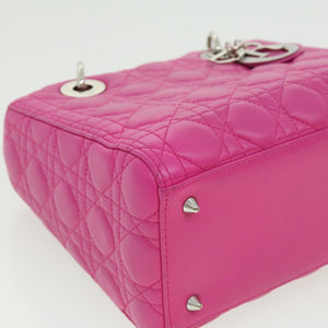 CHRISTIAN DIOR Lady Dior Canage Hand Bag Lamb Skin Pink  30532A