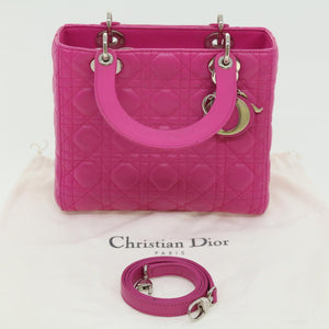 CHRISTIAN DIOR Lady Dior Canage Hand Bag Lamb Skin Pink  30532A