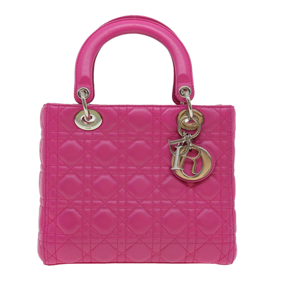 CHRISTIAN DIOR Lady Dior Canage Hand Bag Lamb Skin Pink  30532A