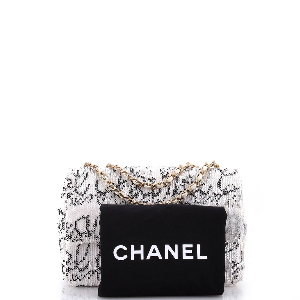 Classic Single Flap Bag Logo Signature Sequins Mini