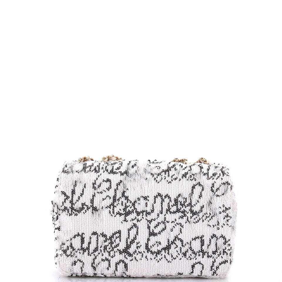 Classic Single Flap Bag Logo Signature Sequins Mini