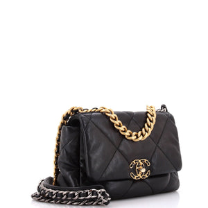 19 Flap Bag Quilted Leather Medium