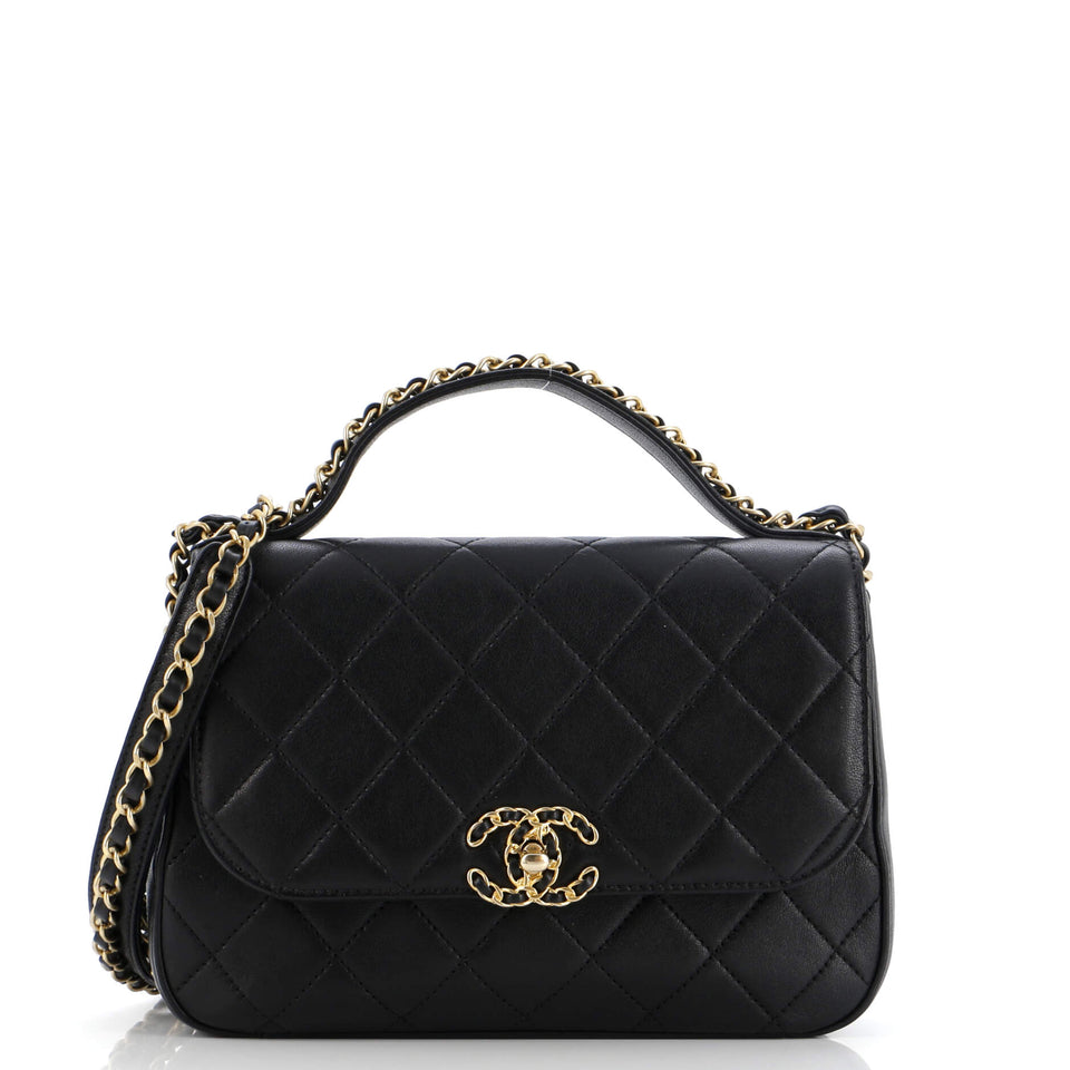 Chain Infinity Top Handle Bag Quilted Lambskin Small
