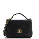 Chain Infinity Top Handle Bag Quilted Lambskin Small