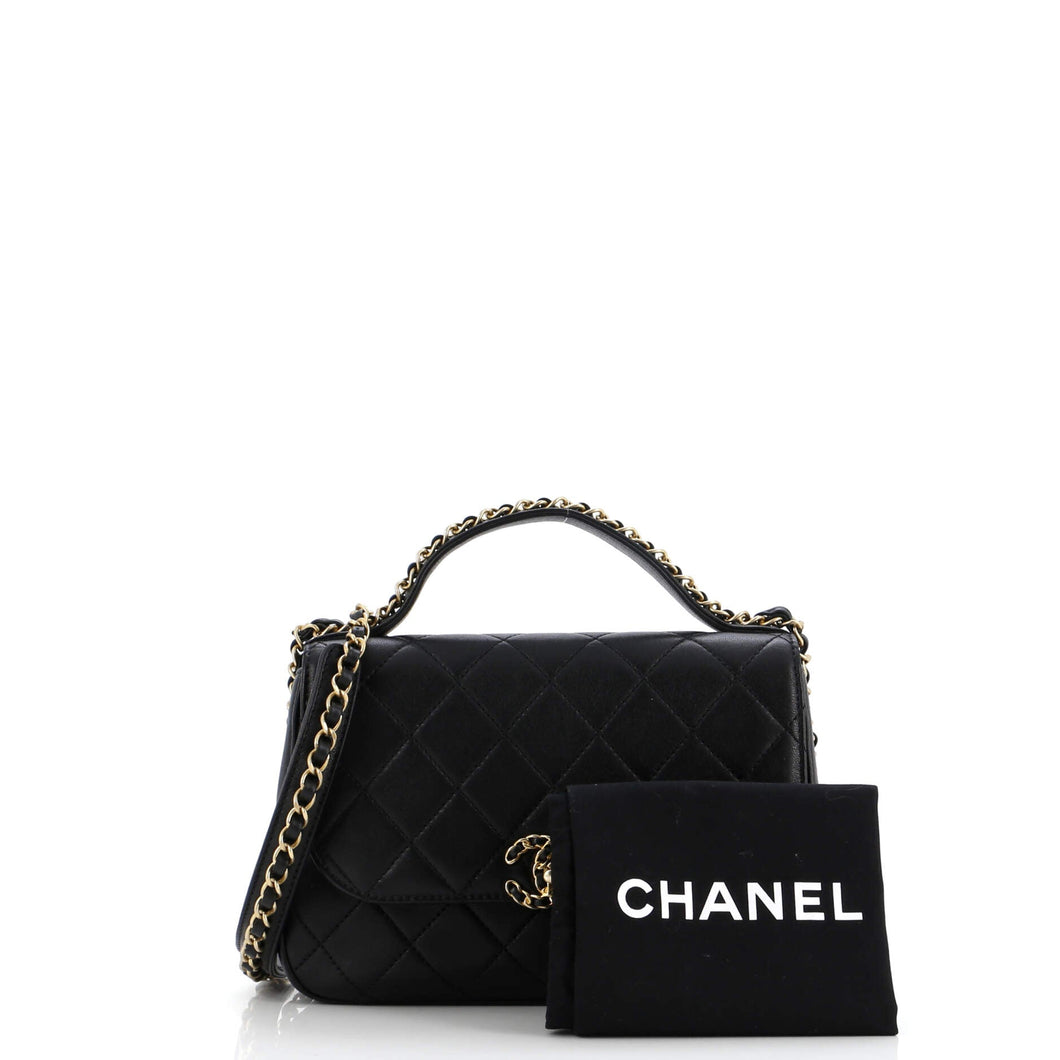 Chain Infinity Top Handle Bag Quilted Lambskin Small
