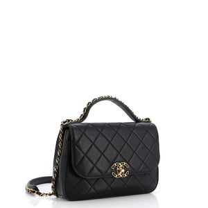 Chain Infinity Top Handle Bag Quilted Lambskin Small