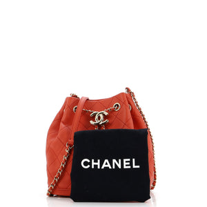 CC Drawstring Bucket Bag Quilted Calfskin Small