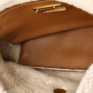 19 Flap Bag Embroidered Suede with Shearling Medium