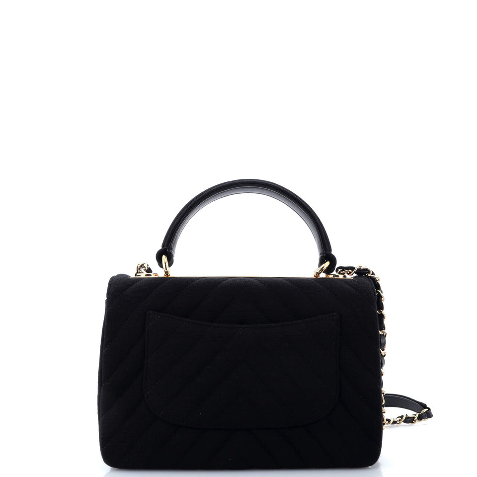 Trendy CC Top Handle Bag Chevron Jersey Small