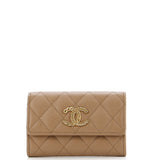 Textured CC Flap Card Case Quilted Caviar