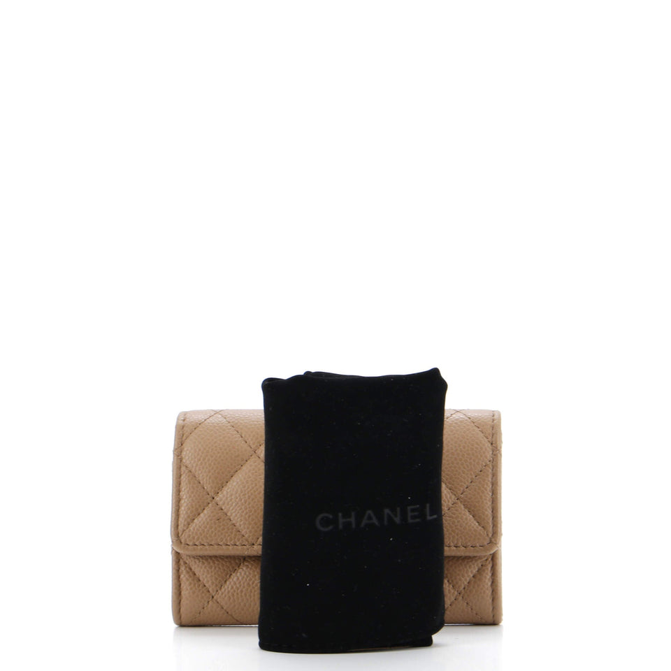 Textured CC Flap Card Case Quilted Caviar