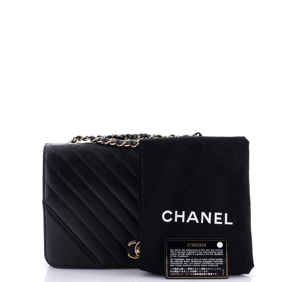 Statement Flap Bag Chevron Calfskin Small