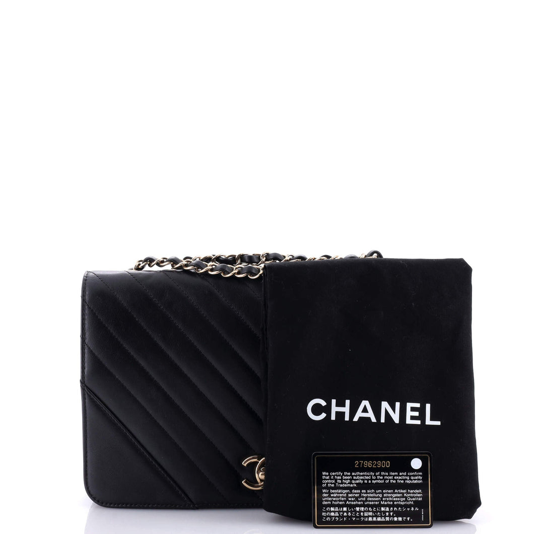 Statement Flap Bag Chevron Calfskin Small