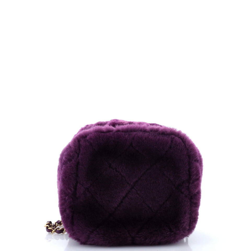Coconing Top Handle Vanity Case with Chain Quilted Shearling Small