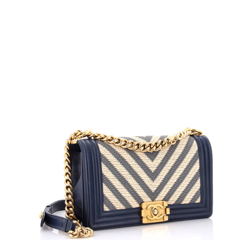 Boy Flap Bag Braided Chevron Cording and Calfskin Old Medium