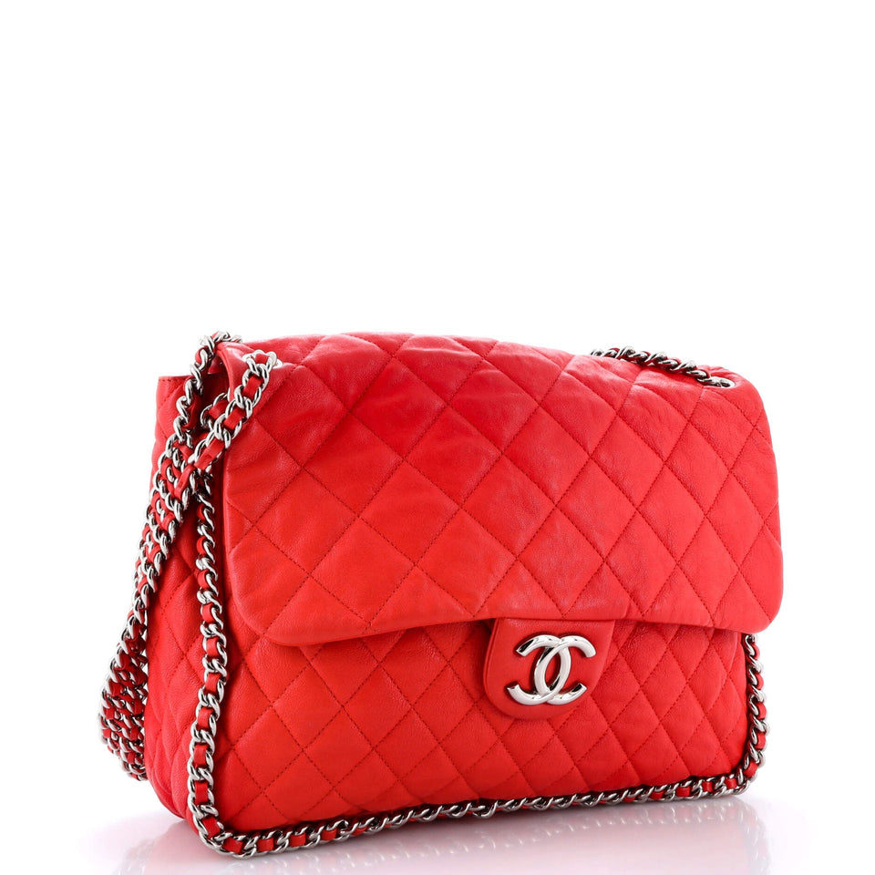 Chain Around Flap Bag Quilted Leather Maxi
