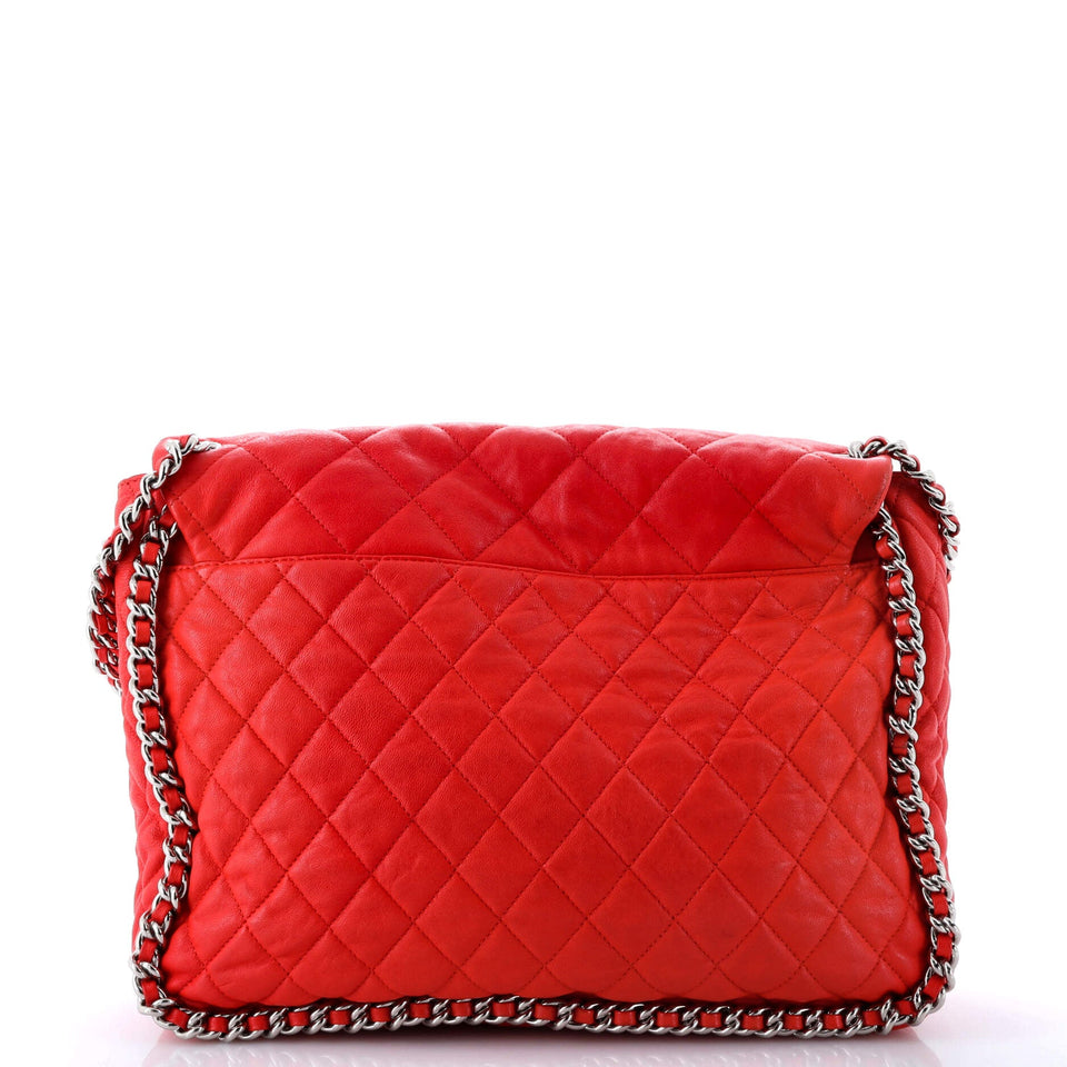 Chain Around Flap Bag Quilted Leather Maxi