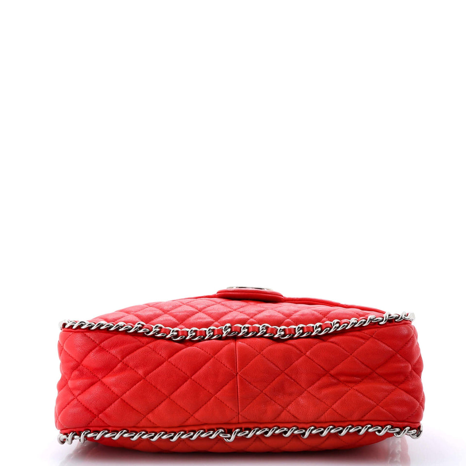 Chain Around Flap Bag Quilted Leather Maxi