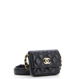 Twist Your Buttons Flap Belt Bag Quilted Caviar