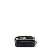 Twist Your Buttons Flap Belt Bag Quilted Caviar