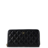 Zip Around Wallet Quilted Caviar Long