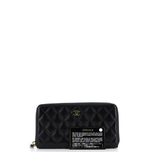 Zip Around Wallet Quilted Caviar Long