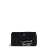 Zip Around Wallet Quilted Caviar Long