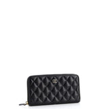 Zip Around Wallet Quilted Caviar Long
