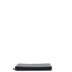 Zip Around Wallet Quilted Caviar Long