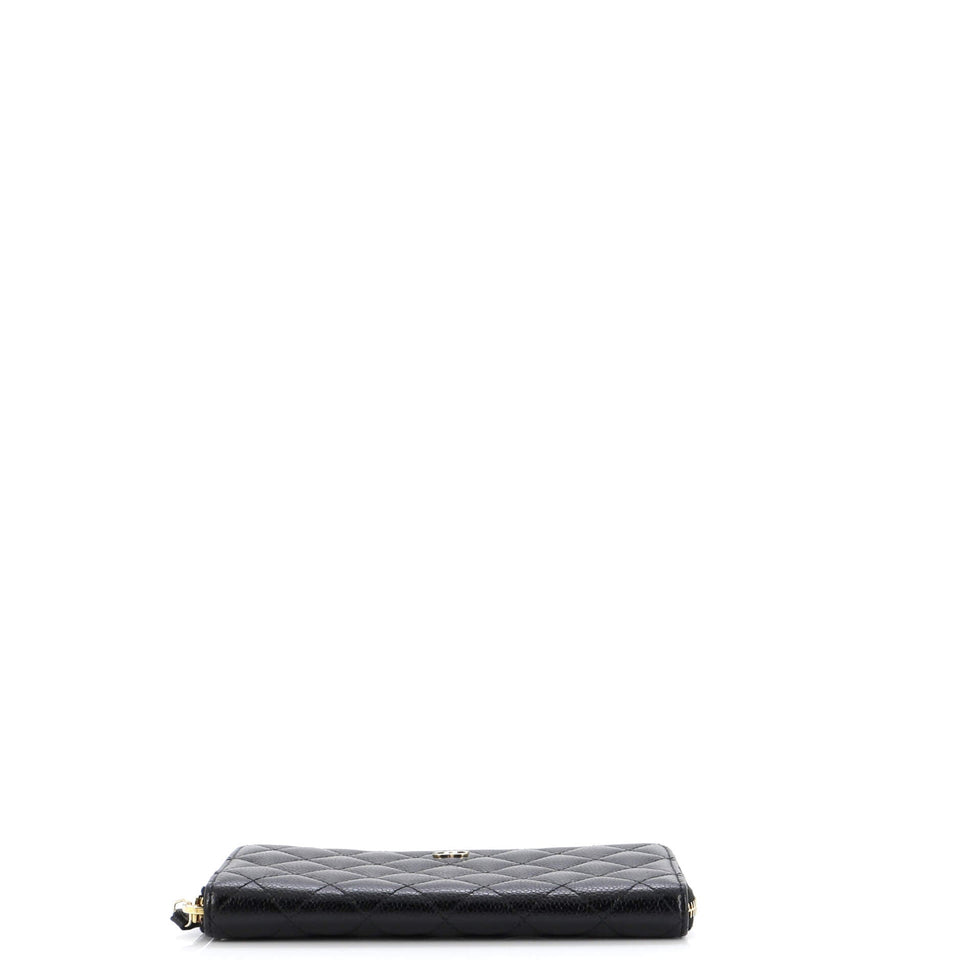 Zip Around Wallet Quilted Caviar Long